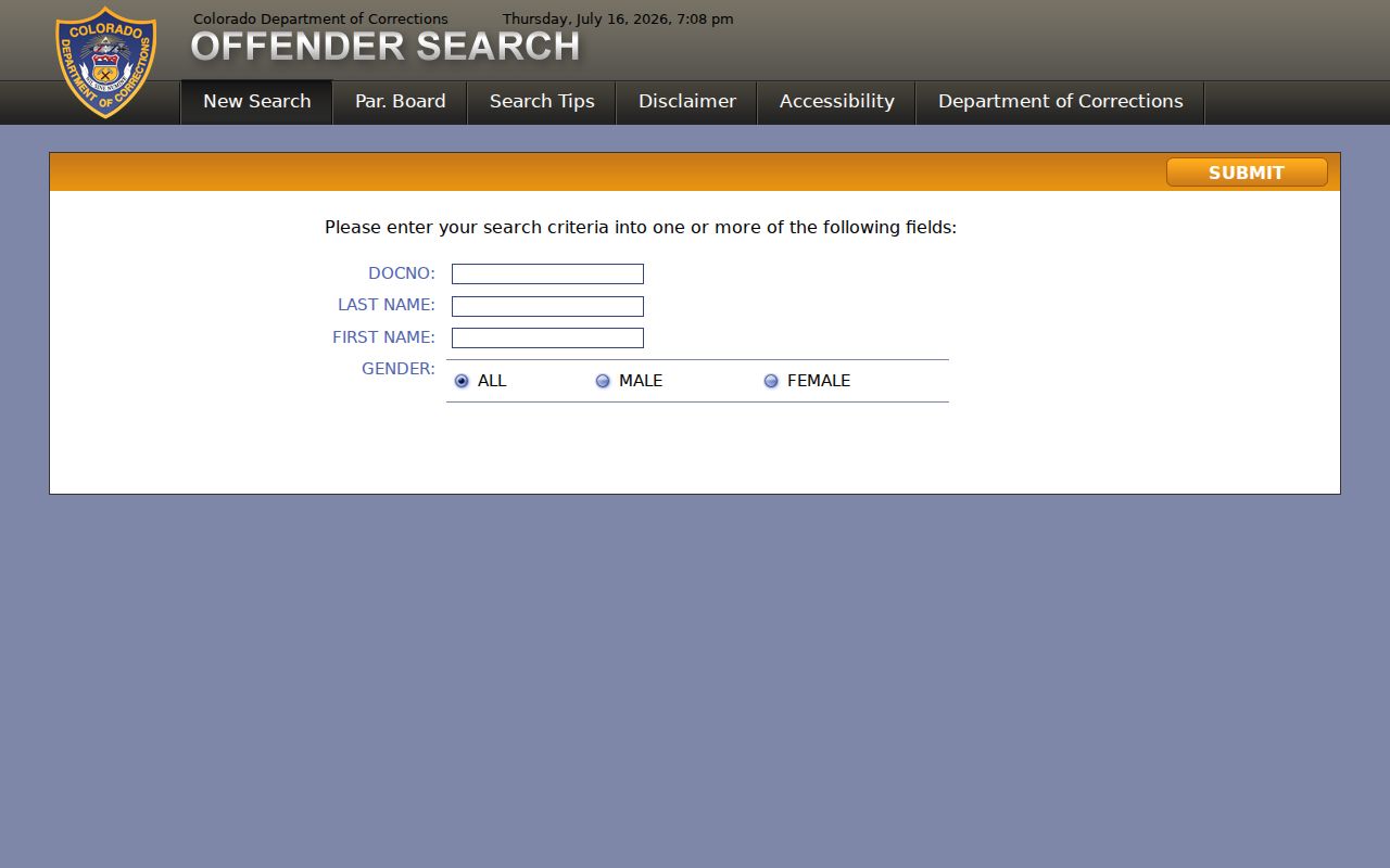 Colorado Department of Corrections Find an Inmate search