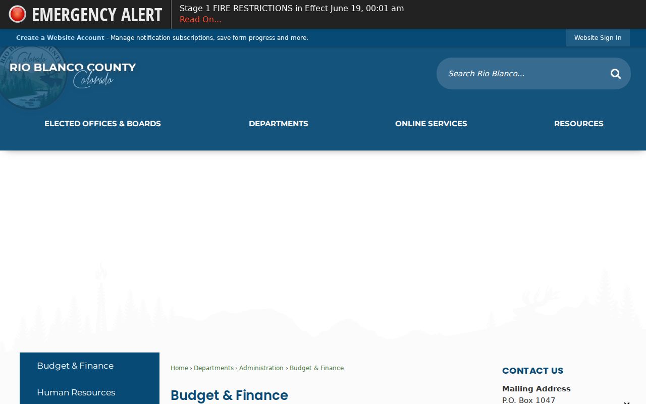 Rio Blanco County Detention Center official information page