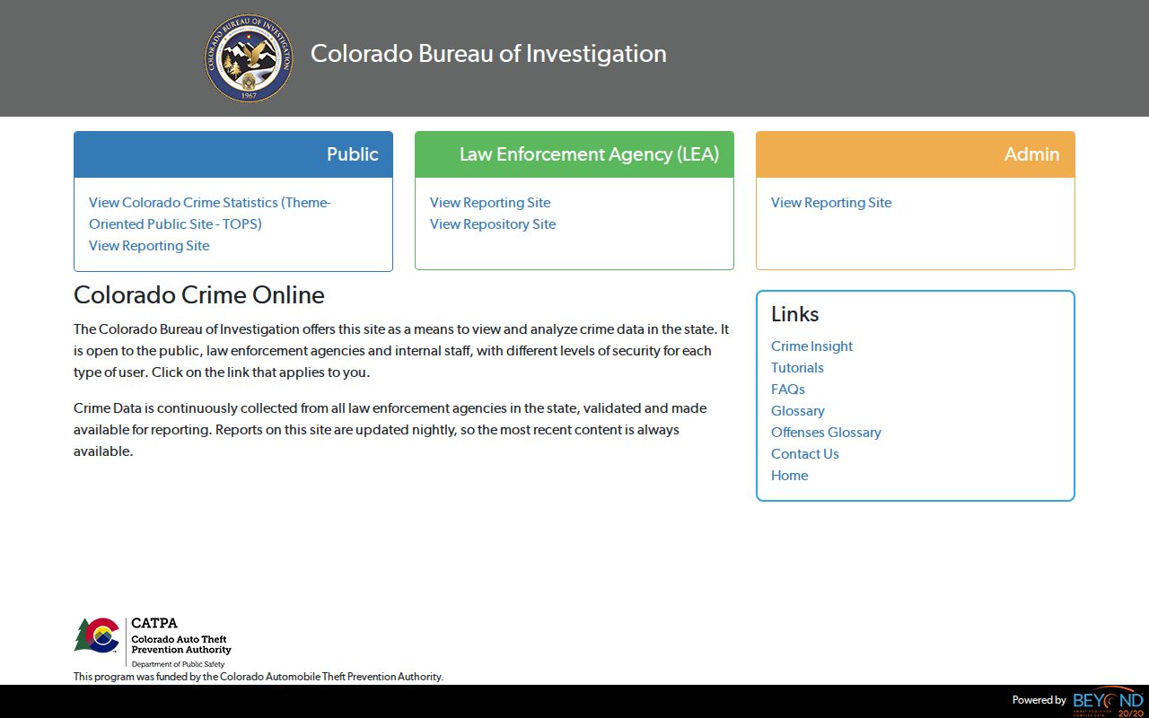 Colorado Crime Statistics filters for Rio Blanco County criminal records context